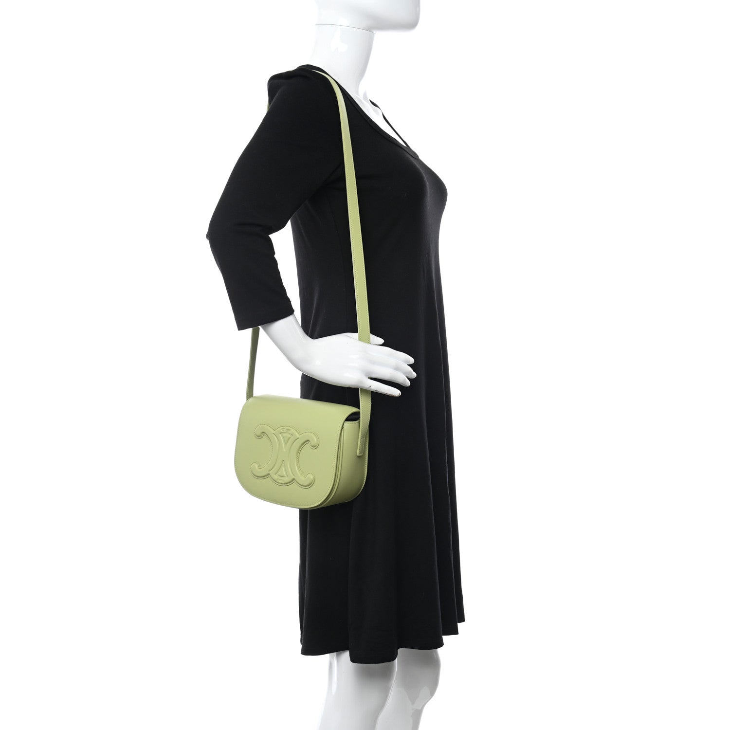 Celine Smooth Calfskin Cuir Triomphe Folco Crossbody Bag Light Jade 2 of 11