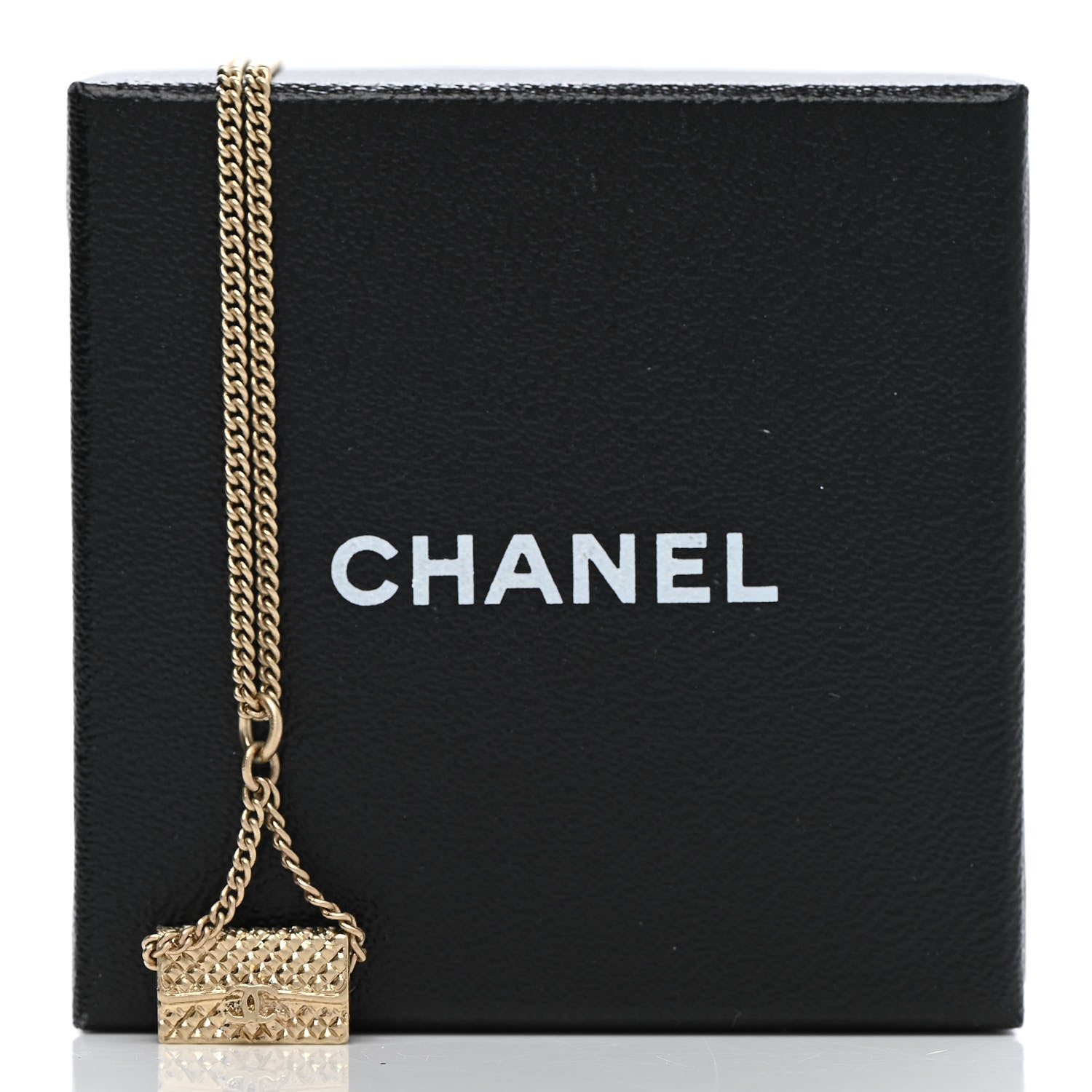 Chanel Metal Flap Bag Necklace Gold 7 of 7
