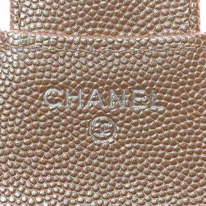 Chanel Metallic Caviar Chevron Quilted Compact Flap Wallet Light Gold 6 of 7