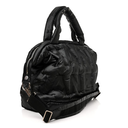 Chanel Nylon Embossed Doudoune Bowling Bag Black 3 of 16