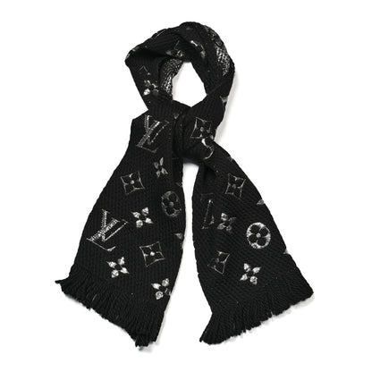 Louis Vuitton Wool Silk Logomania Shine Scarf Black 1 of 3