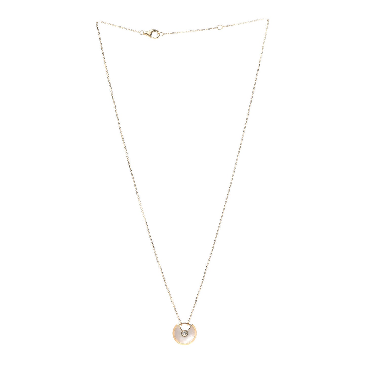 18K Yellow Gold Diamond Mother of Pearl XS Amulette de Cartier Pendant Necklace