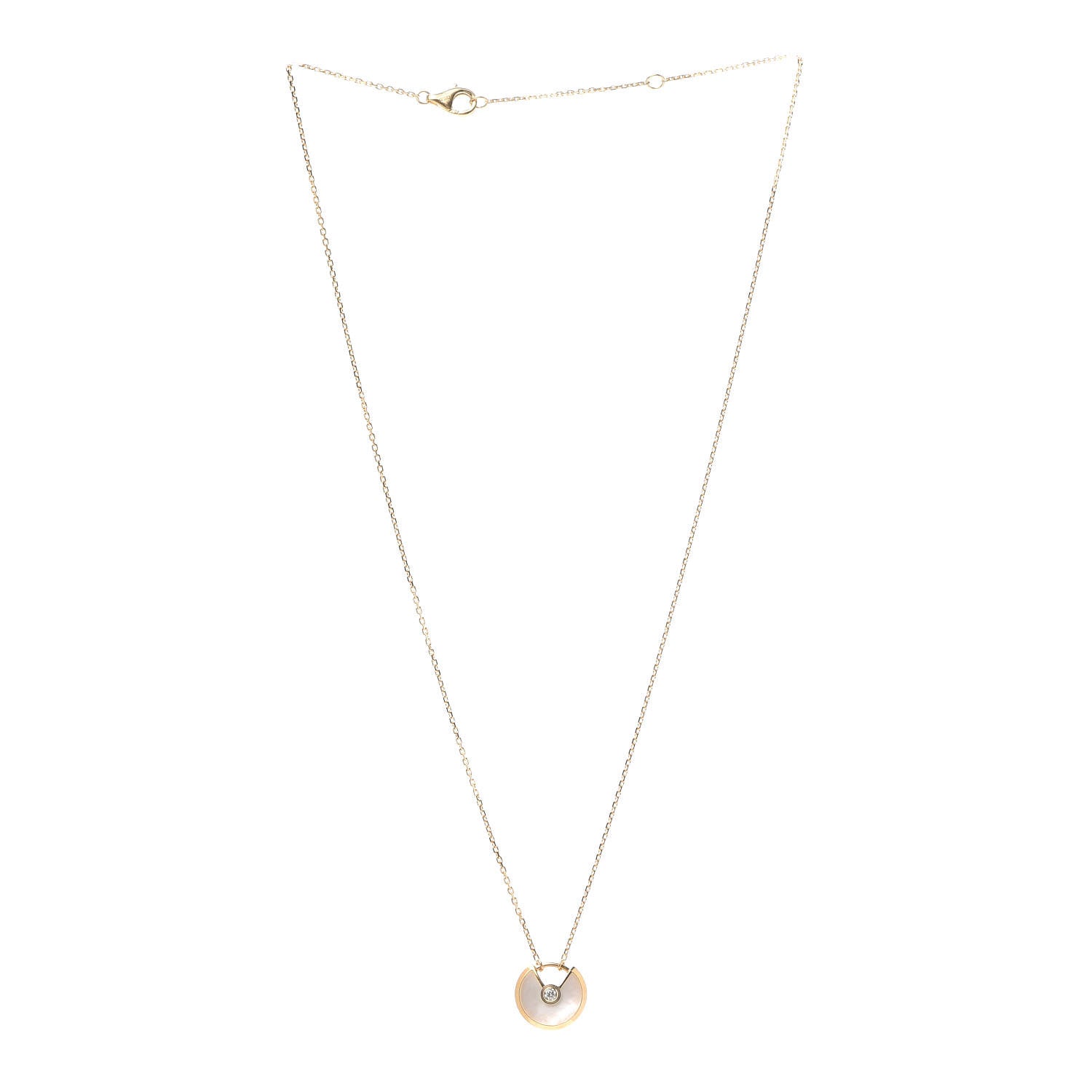 Cartier 18K Yellow Gold Diamond Mother of Pearl XS Amulette de Cartier Pendant Necklace 3 of 7