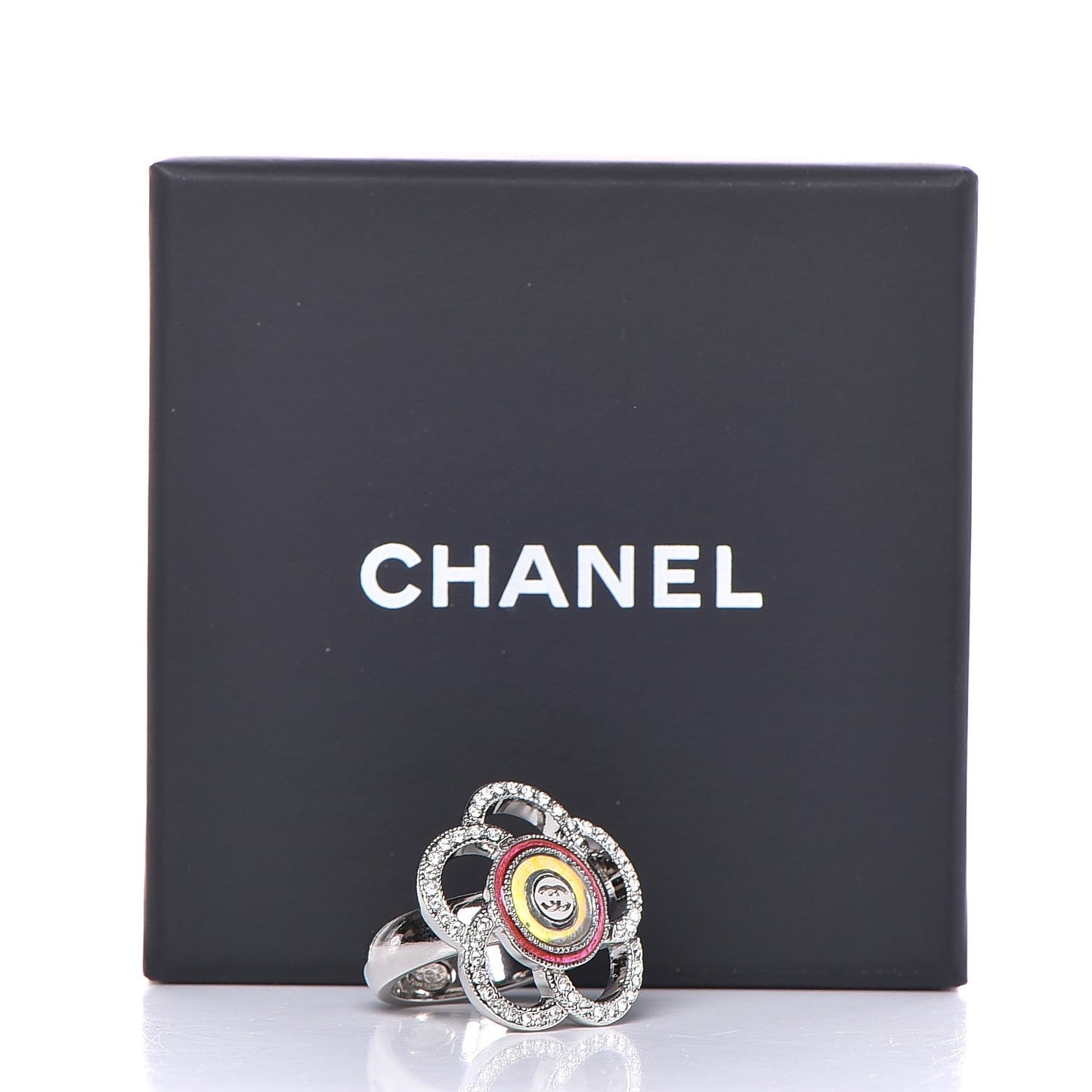Crystal Camellia Ring 5.25 Silver