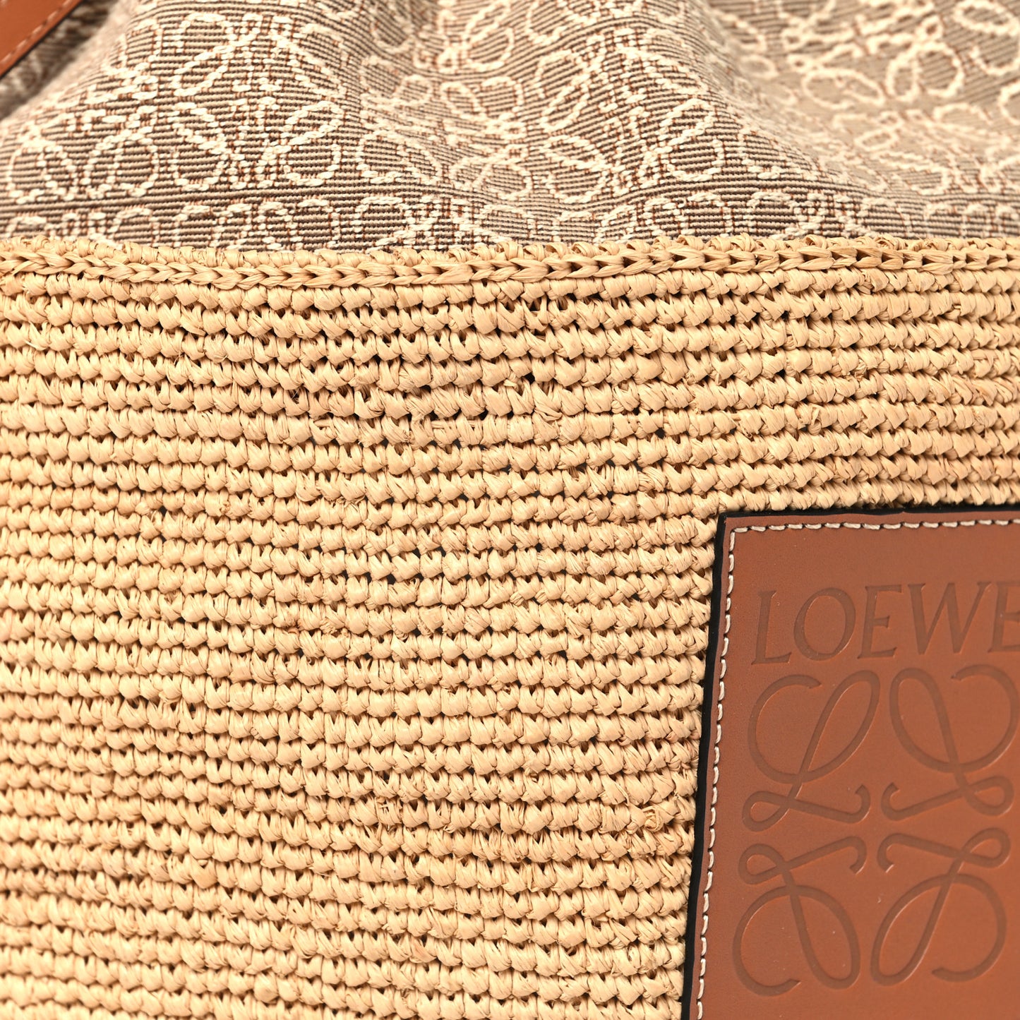 Calfskin Raffia Anagram Paulas Ibiza Pochette Bag Natural Tan