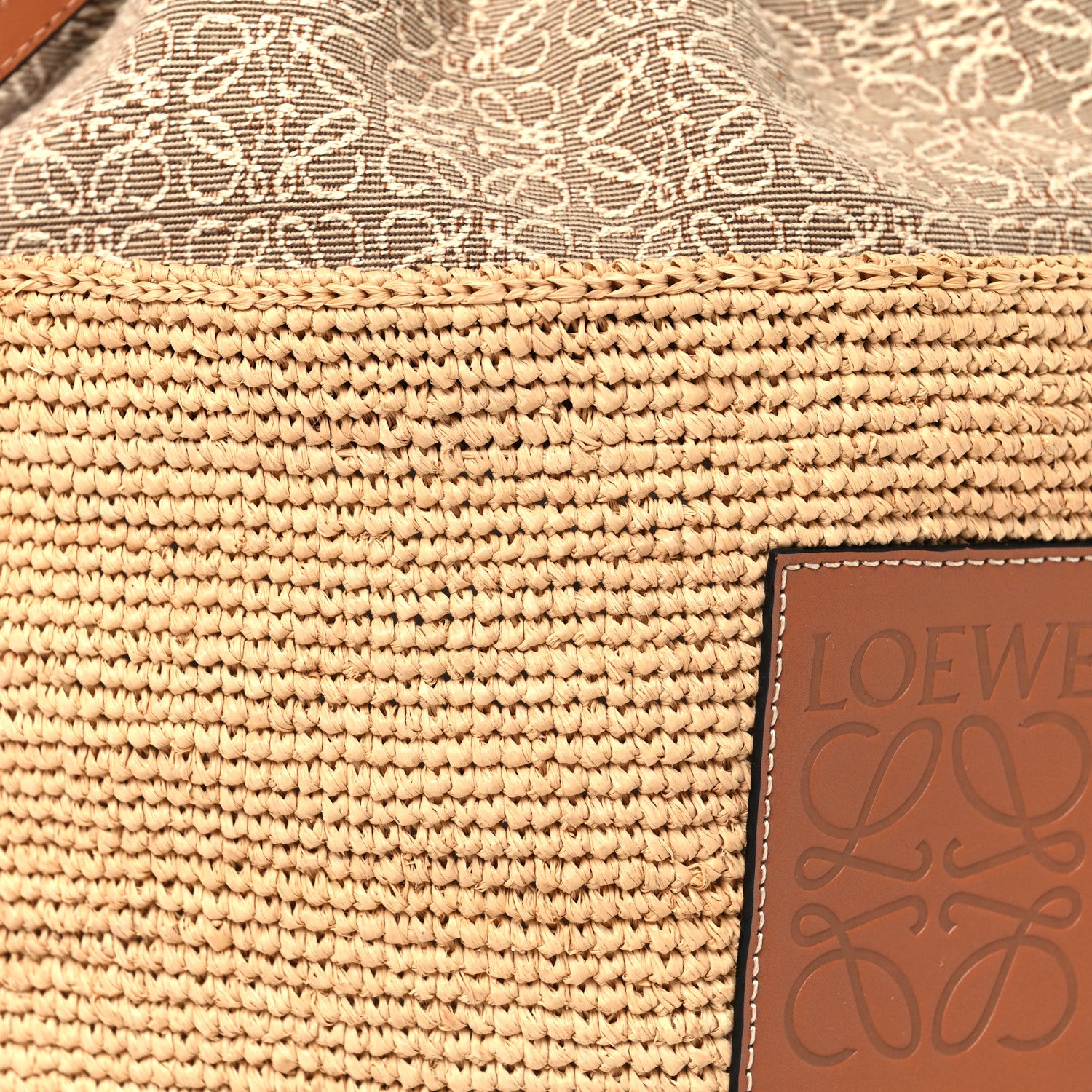 Loewe Calfskin Raffia Anagram Paulas Ibiza Pochette Bag Natural Tan 8 of 12