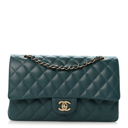 Chanel Caviar Quilted Medium Double Flap Green 1 of 11