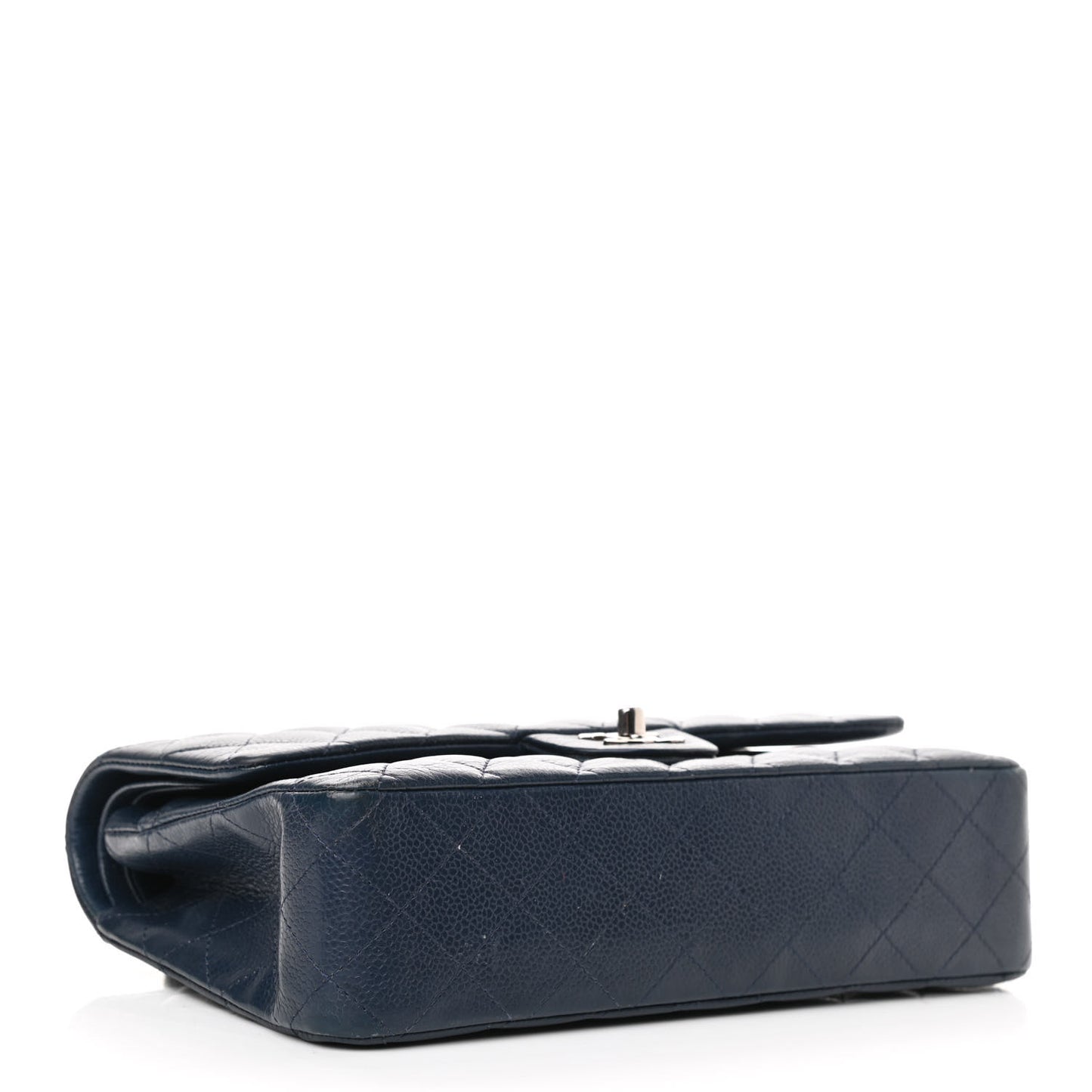 Caviar Quilted Medium Double Flap Navy