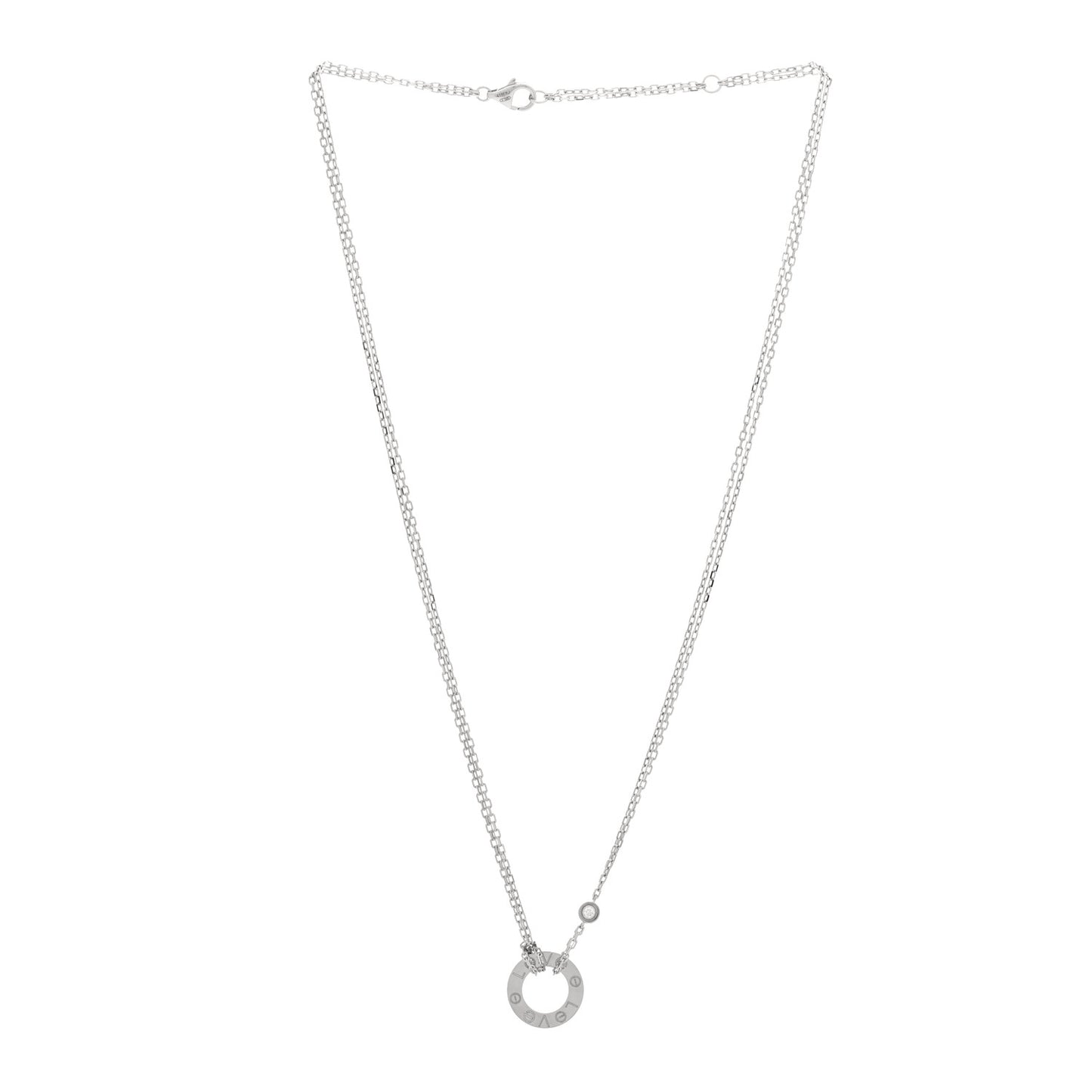 18K White Gold 2 Diamond LOVE Necklace
