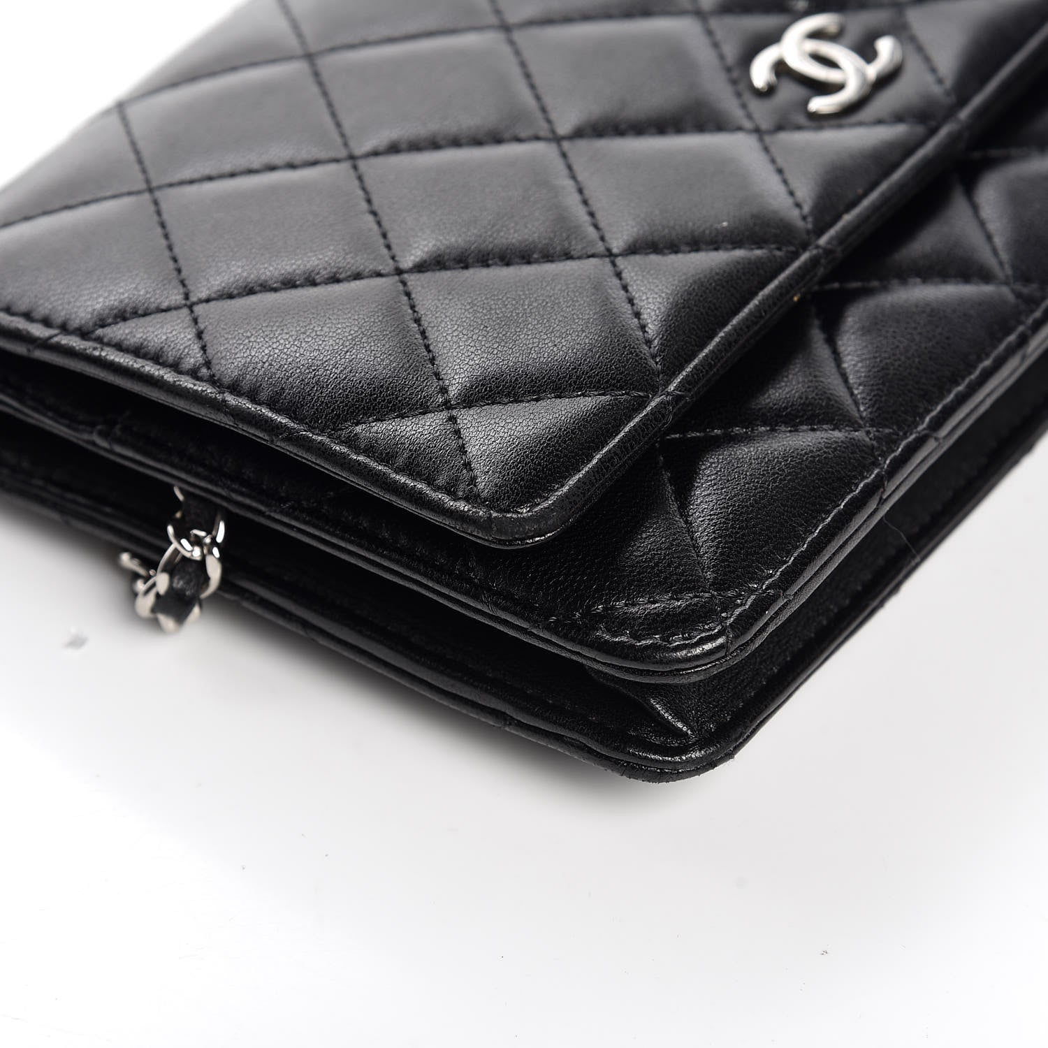 Chanel Lambskin Quilted Wallet On Chain WOC Black 10 of 15