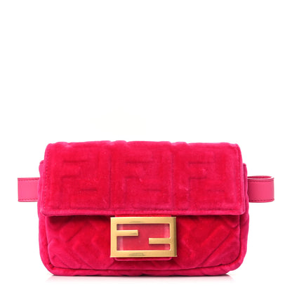 Fendi Velvet FF Embossed Hip Belt Baguette Bag Fuxia 1 of 9