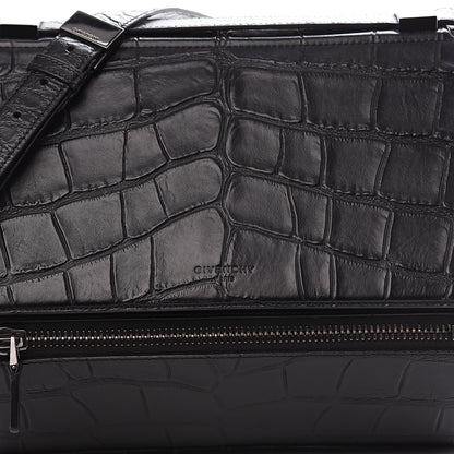 Givenchy Calfskin Crocodile Embossed Medium Pandora Box Crossbody Bag Black 9 of 9