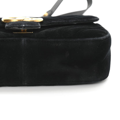 Gucci Velvet Matelasse Mini GG Marmont Shoulder Bag Black 15 of 16