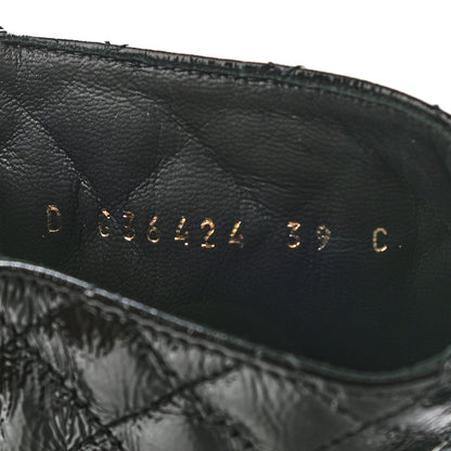 Chanel Shiny Calfskin Quilted Lace Up Combat Boots 39 Black 9 of 12