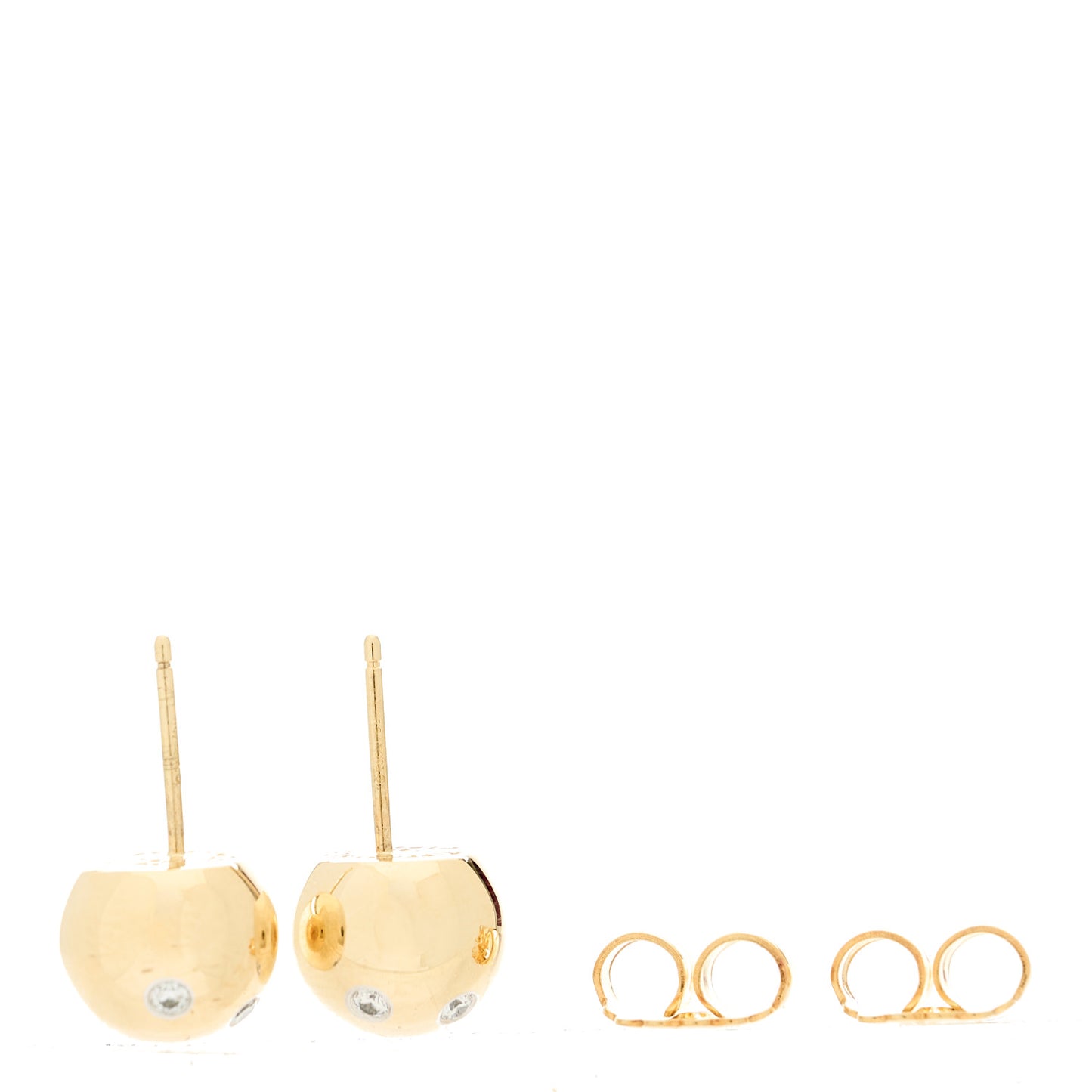 18K Yellow Gold Platinum Diamond 10.5mm Etoile Ball Earrings