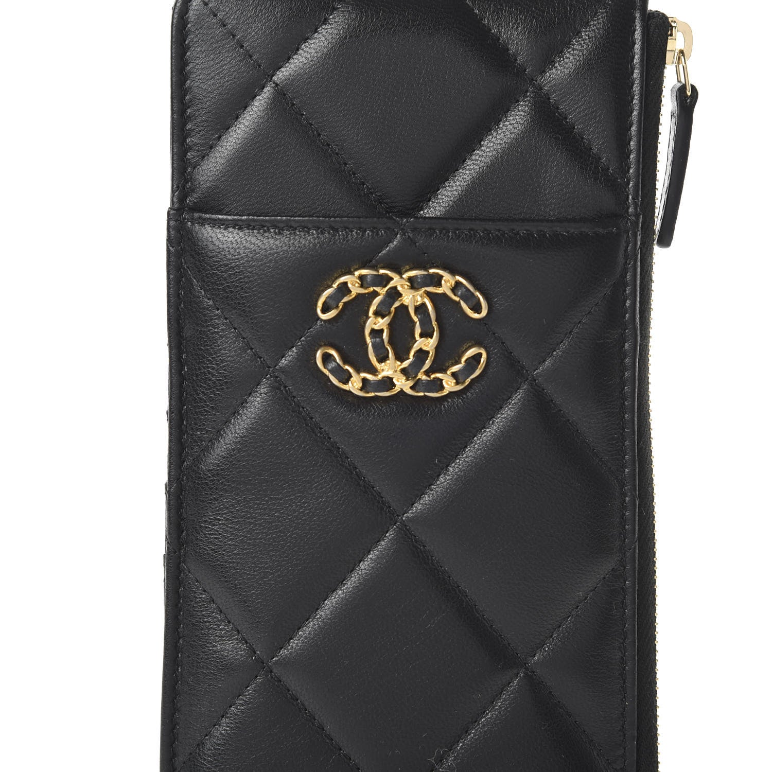 Chanel Shiny Goatskin Quilted 19 Flat Wallet Pouch Black 10 of 11