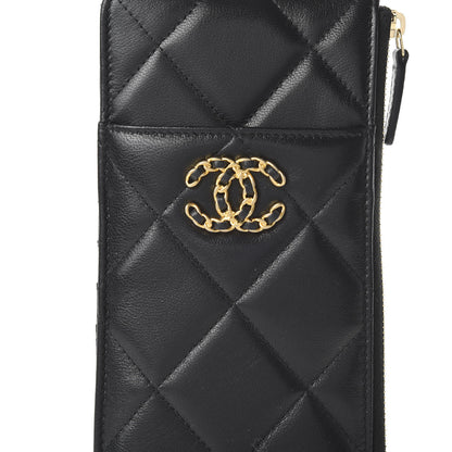 Chanel Shiny Goatskin Quilted 19 Flat Wallet Pouch Black 10 of 11