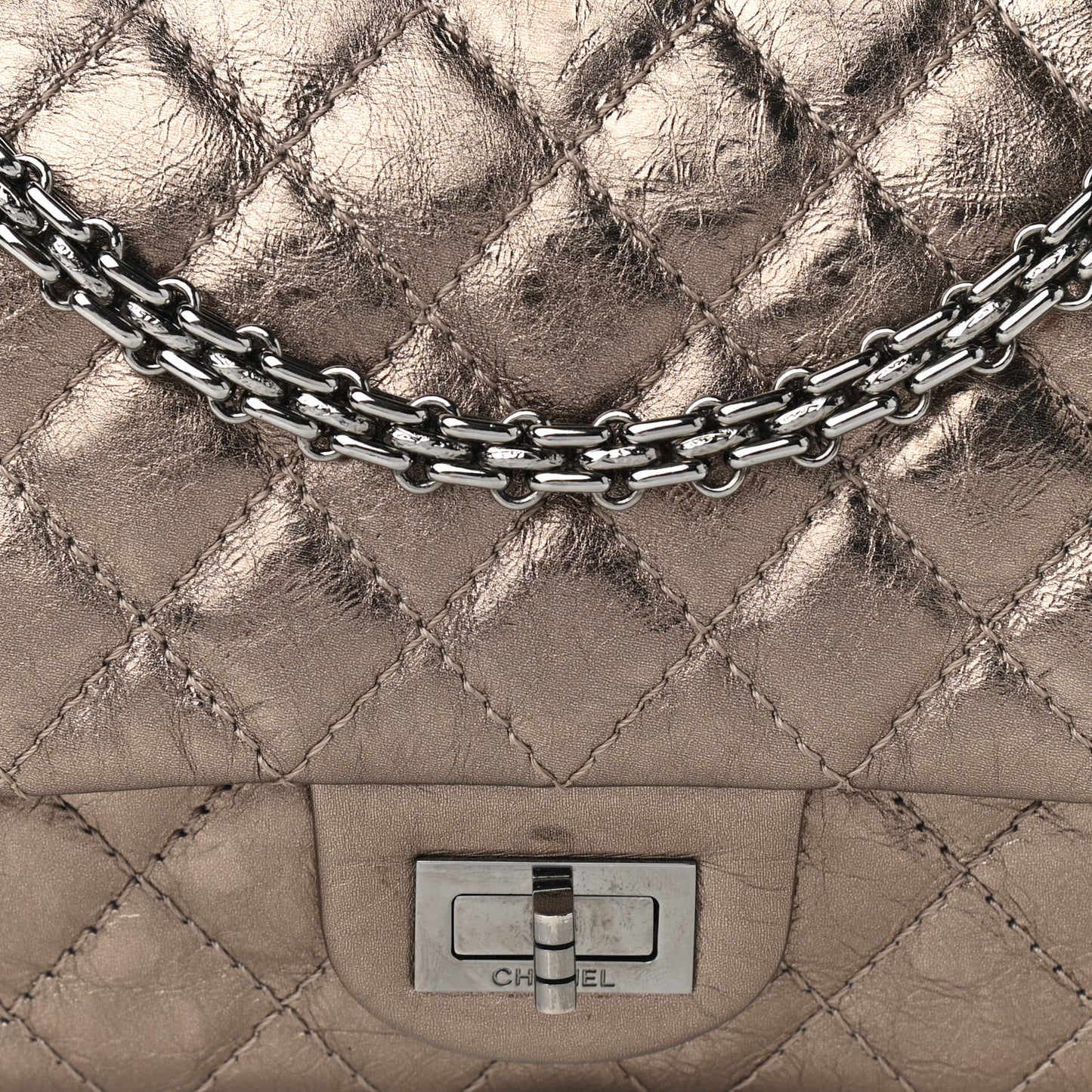 Metallic Aged Calfskin Quilted 2.55 Reissue 226 Flap Pewter