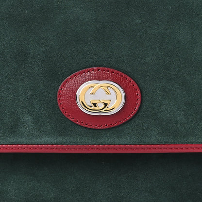 Gucci Suede Azalea Calfskin Small Marina Chain Shoulder Bag Green Red 8 of 11