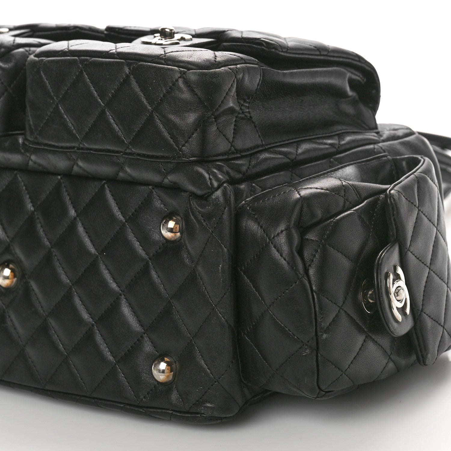 Chanel Calfskin Quilted Large Cambon Multipocket Reporter Black White 9 of 13