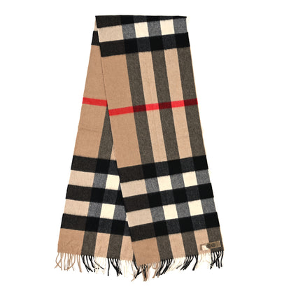 Burberry Cashmere Giant Heritage Check Fringe Scarf Camel 2 of 4