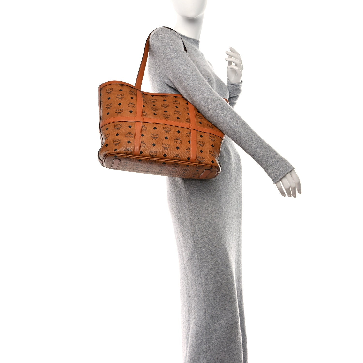 MCM Visetos Medium Delmy Shopper Tote Brown 3 of 17