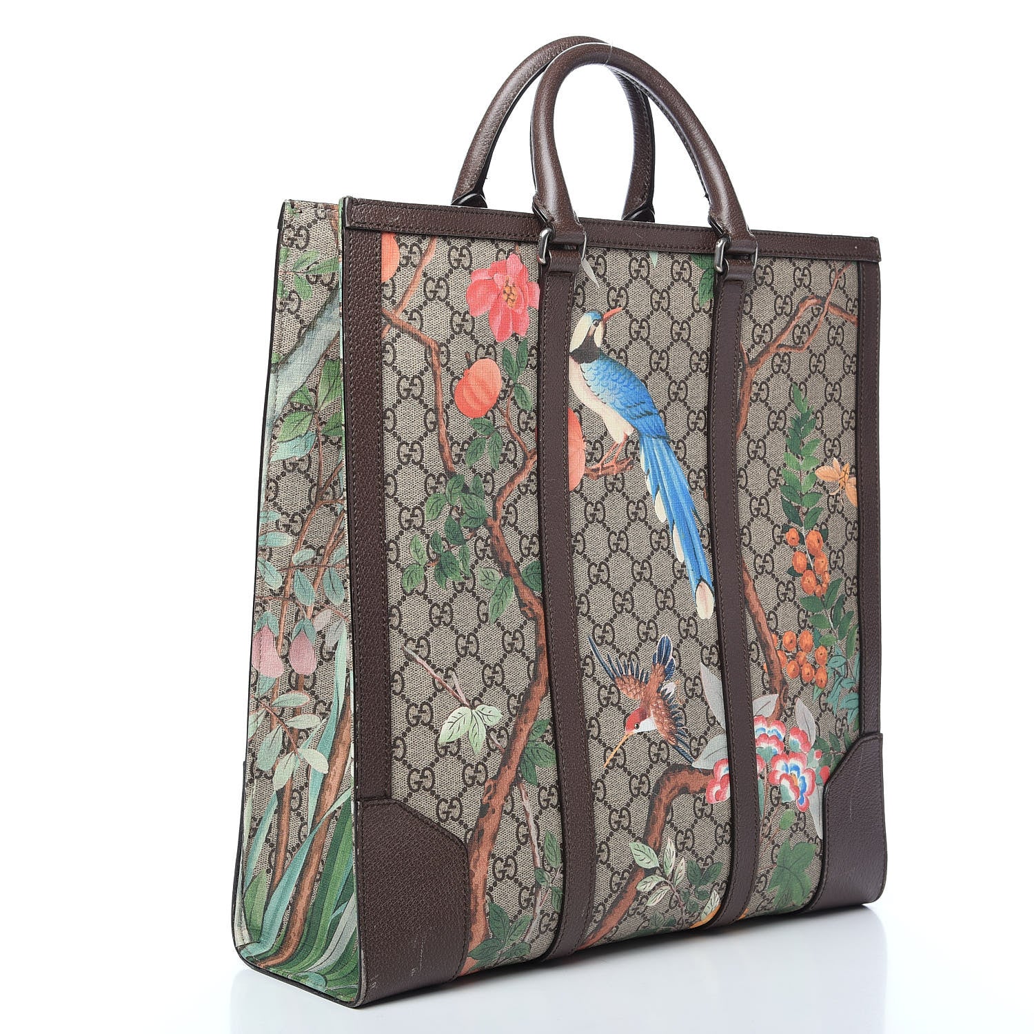 Gucci GG Supreme Monogram Tian Web Vertical Tote Beige Multicolor New Acero 2 of 14