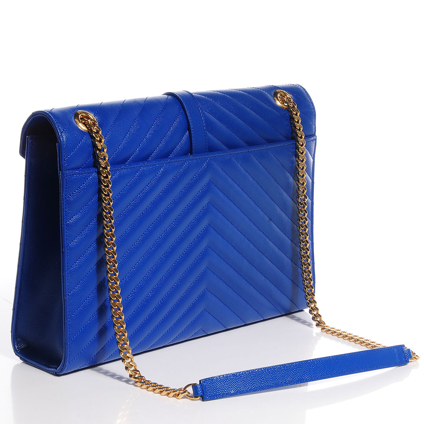Grain De Poudre Matelasse Chevron Large Monogram Satchel Blue Majorelle