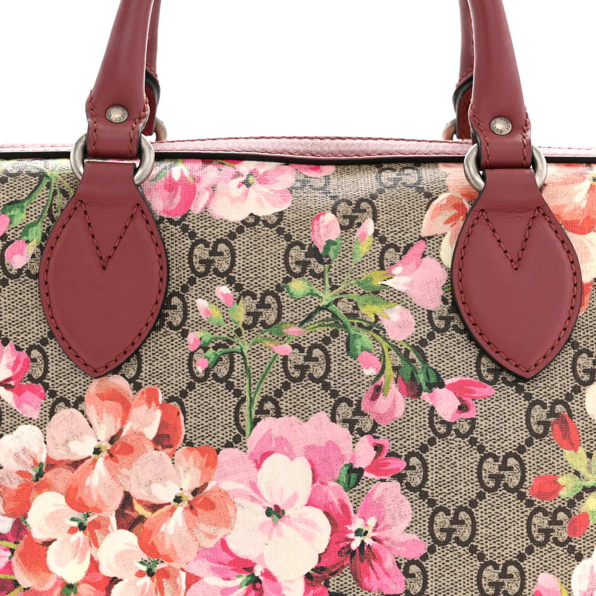 Gucci GG Supreme Monogram Blooms Small Boston Beige Multicolor Dry Rose 8 of 10
