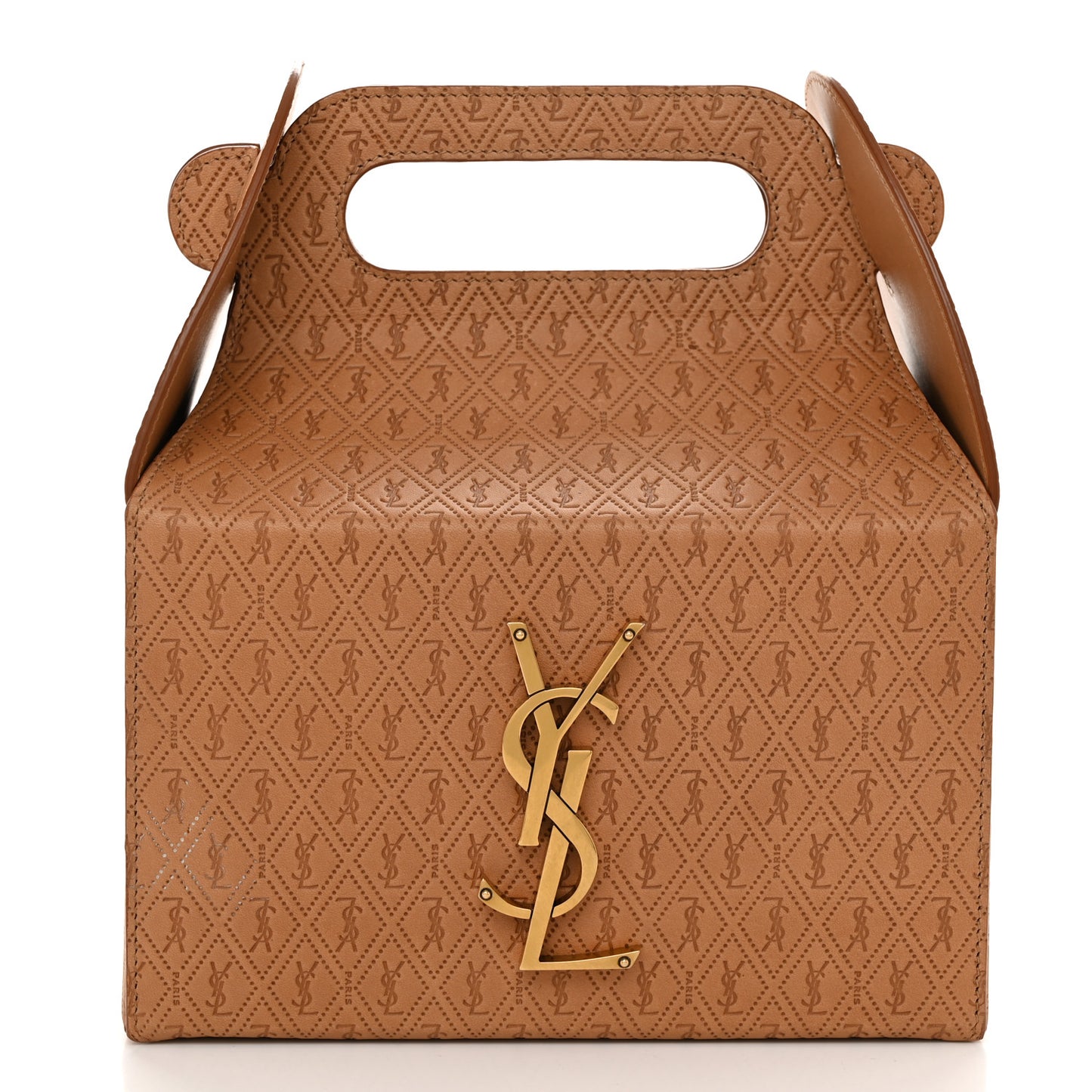 Calfskin Monogram Take Away Box Dusty Vintage Brown Gold