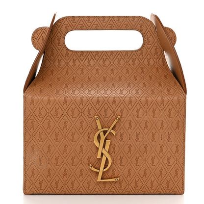 Saint Laurent Calfskin Monogram Take Away Box Dusty Vintage Brown Gold 1 of 12