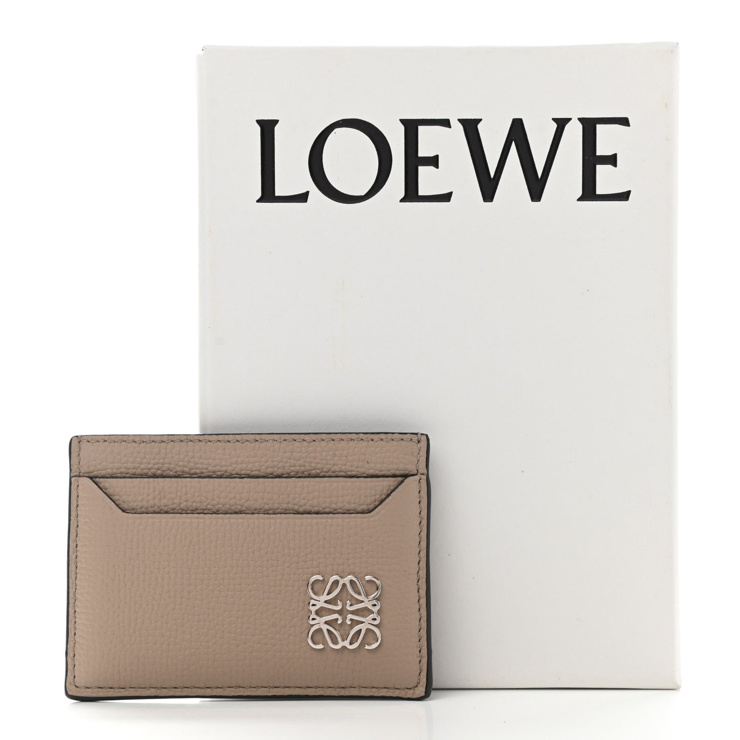 Soft Grained Calfskin Anagram Card Holder Sand