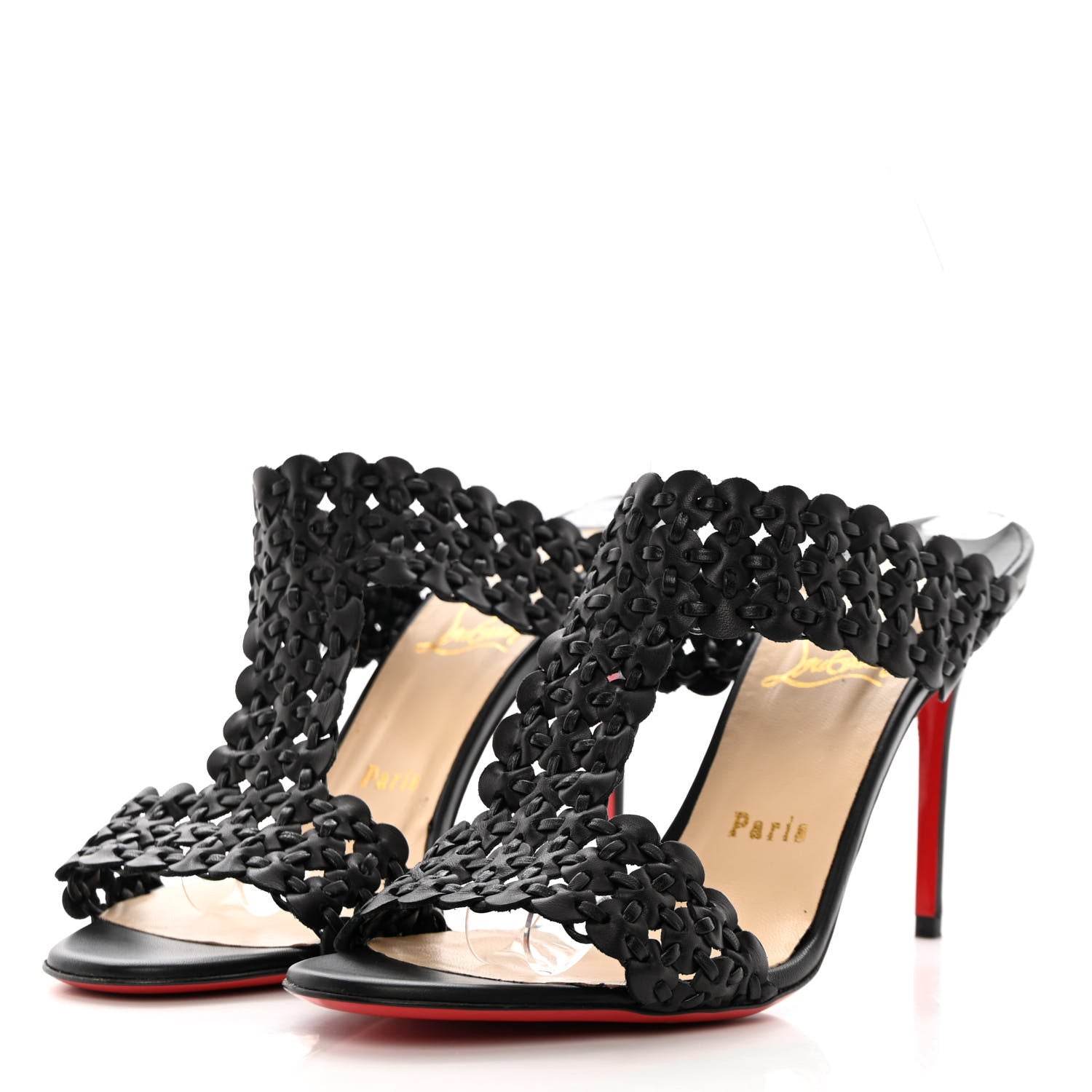 Christian Louboutin Kid Braided Calamazone 85 Sandals 40 Black 3 of 13