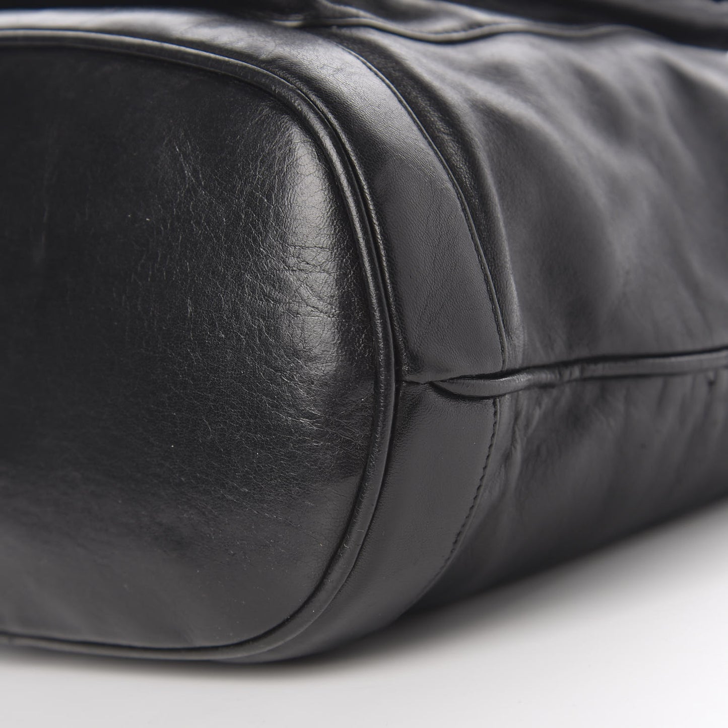 Lambskin CC Drawstring Shoulder Bag Black