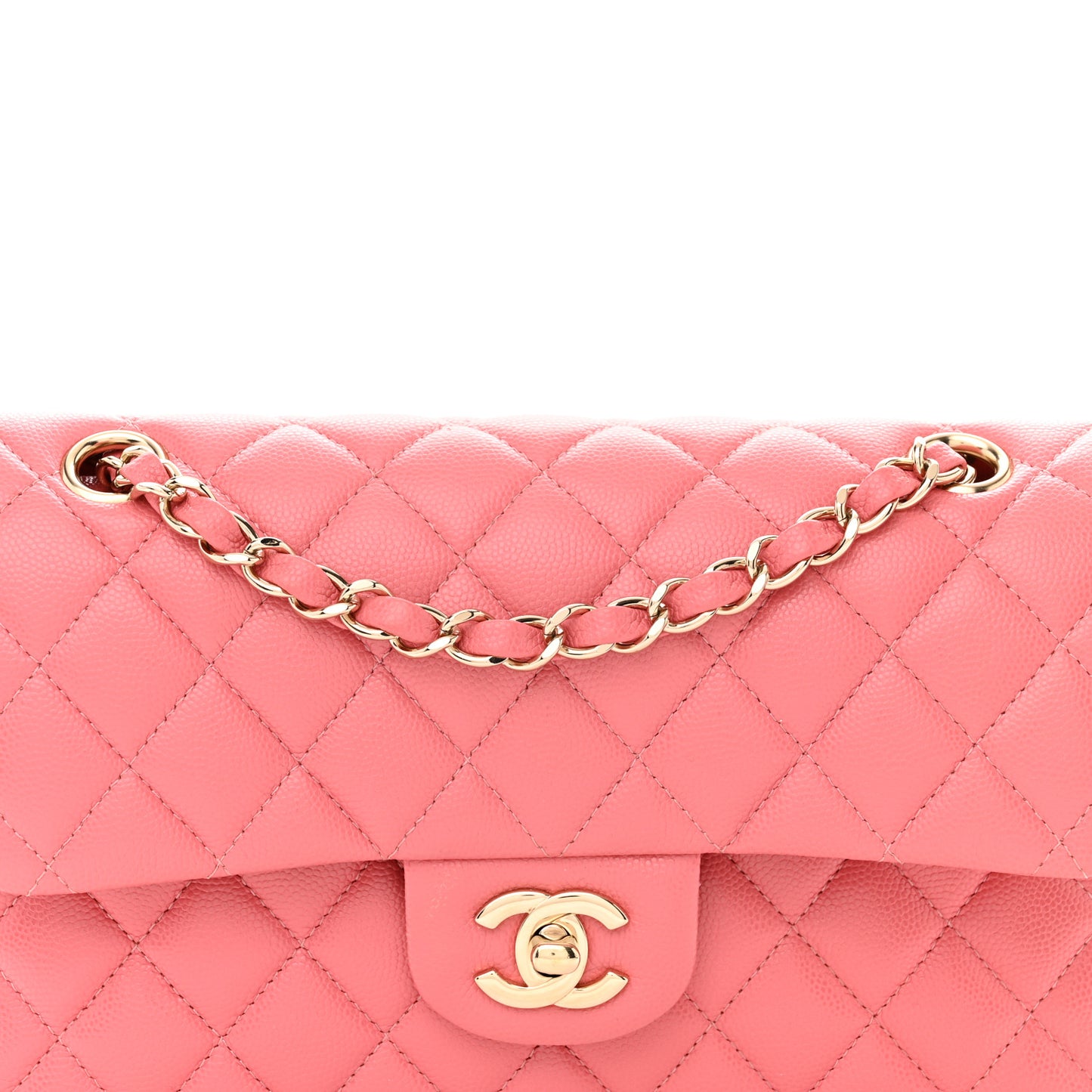 Caviar Quilted Small Double Flap Pink
