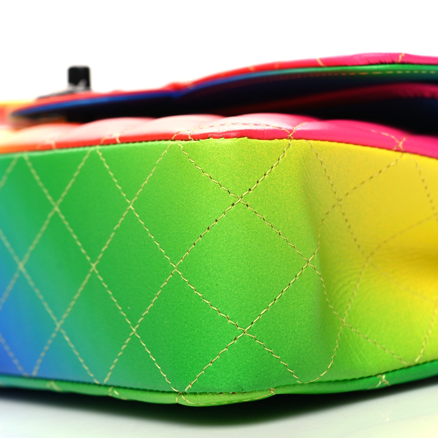 Chanel Calfskin Quilted Medium Rainbow Double Flap Multicolor 10 of 11