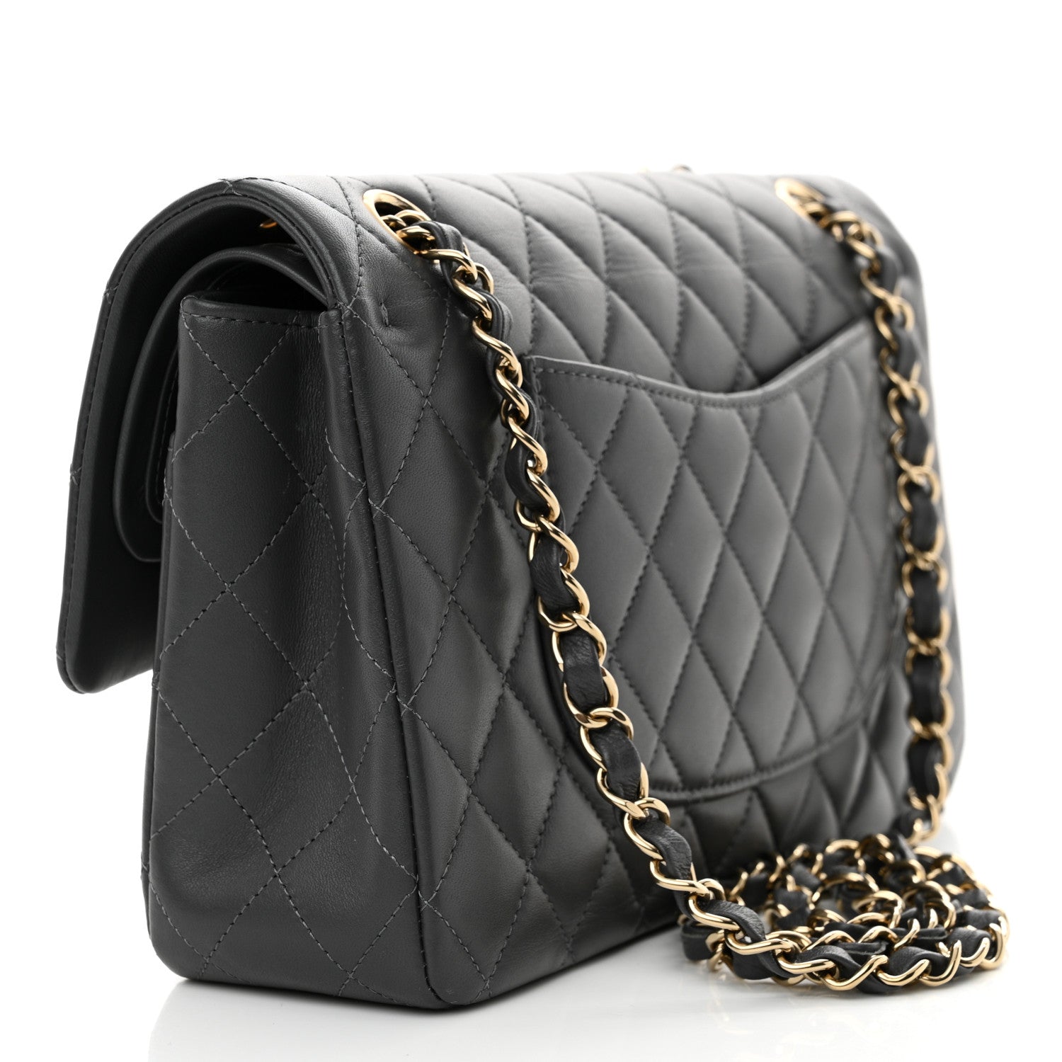 Chanel Lambskin Quilted Medium Double Flap Dark Grey 3 of 12