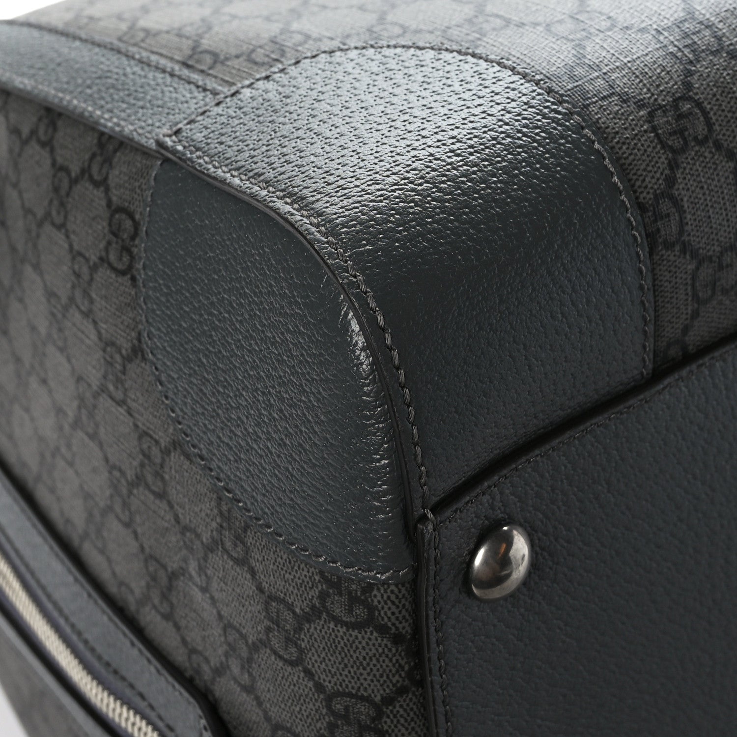 Gucci GG Supreme Monogram Textured Dollar Calfskin Large Savoy Duffle Bag Grey Black Graphite Grey 7 of 10