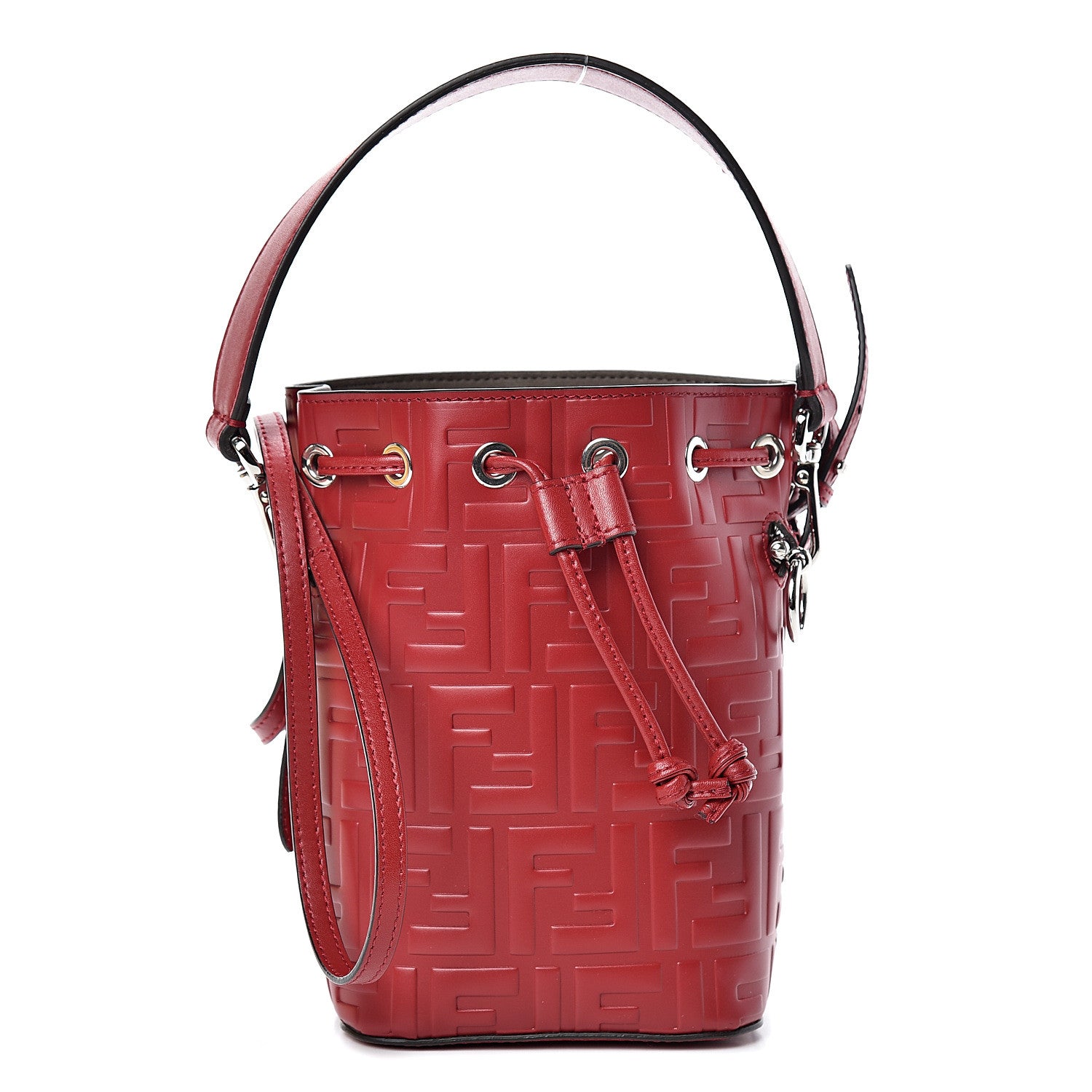 Fendi Vitello Liberty F is Fendi FF 1974 Embossed Mini Mon Tresor Bucket Bag Fragola 1 of 10