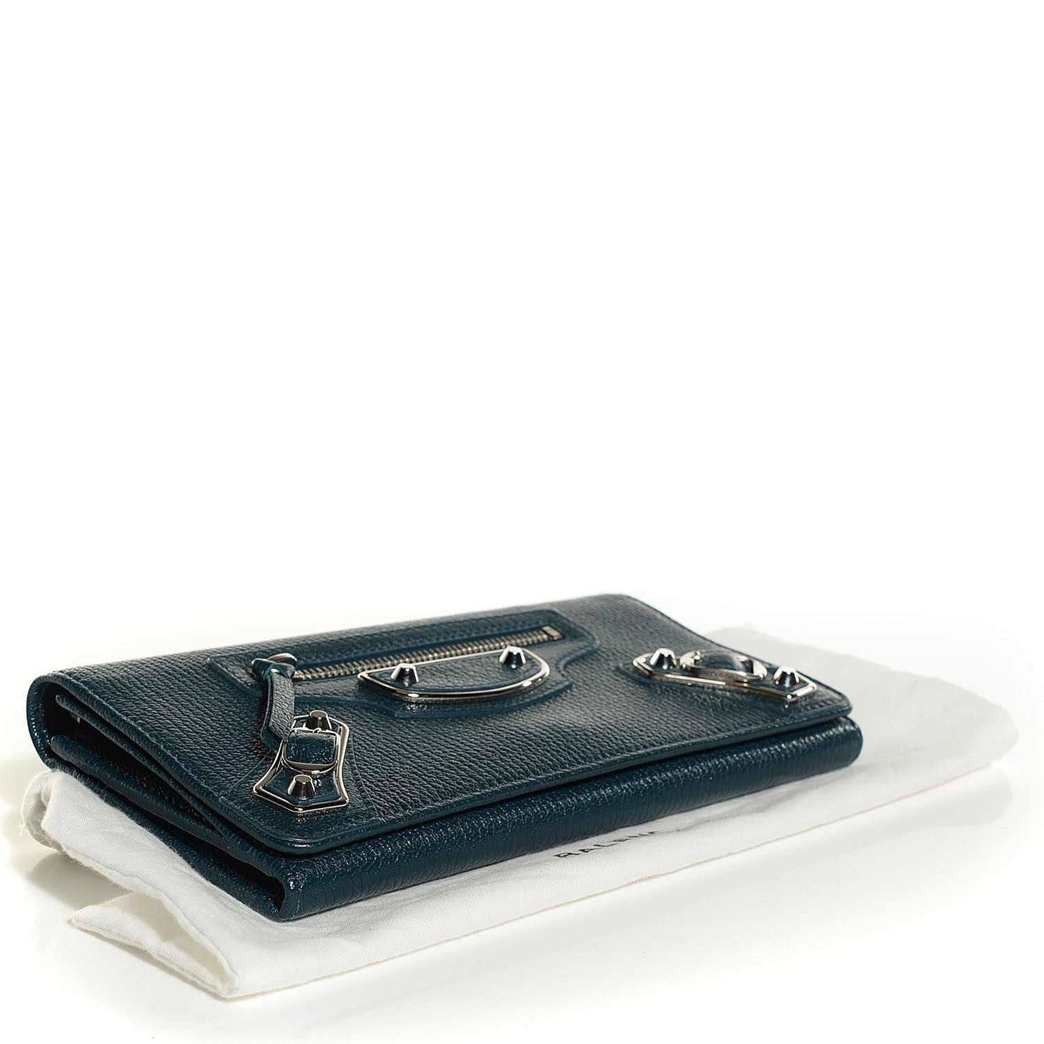 Balenciaga Chevre Metallic Edge Money Wallet Bleu Nuit 4 of 7