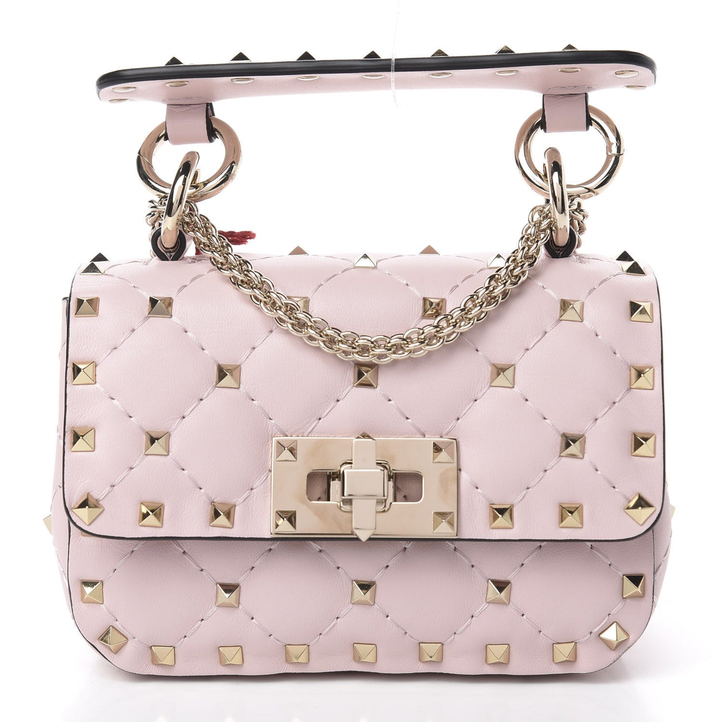 Nappa Micro Rockstud Spike Shoulder Bag Rose Quartz