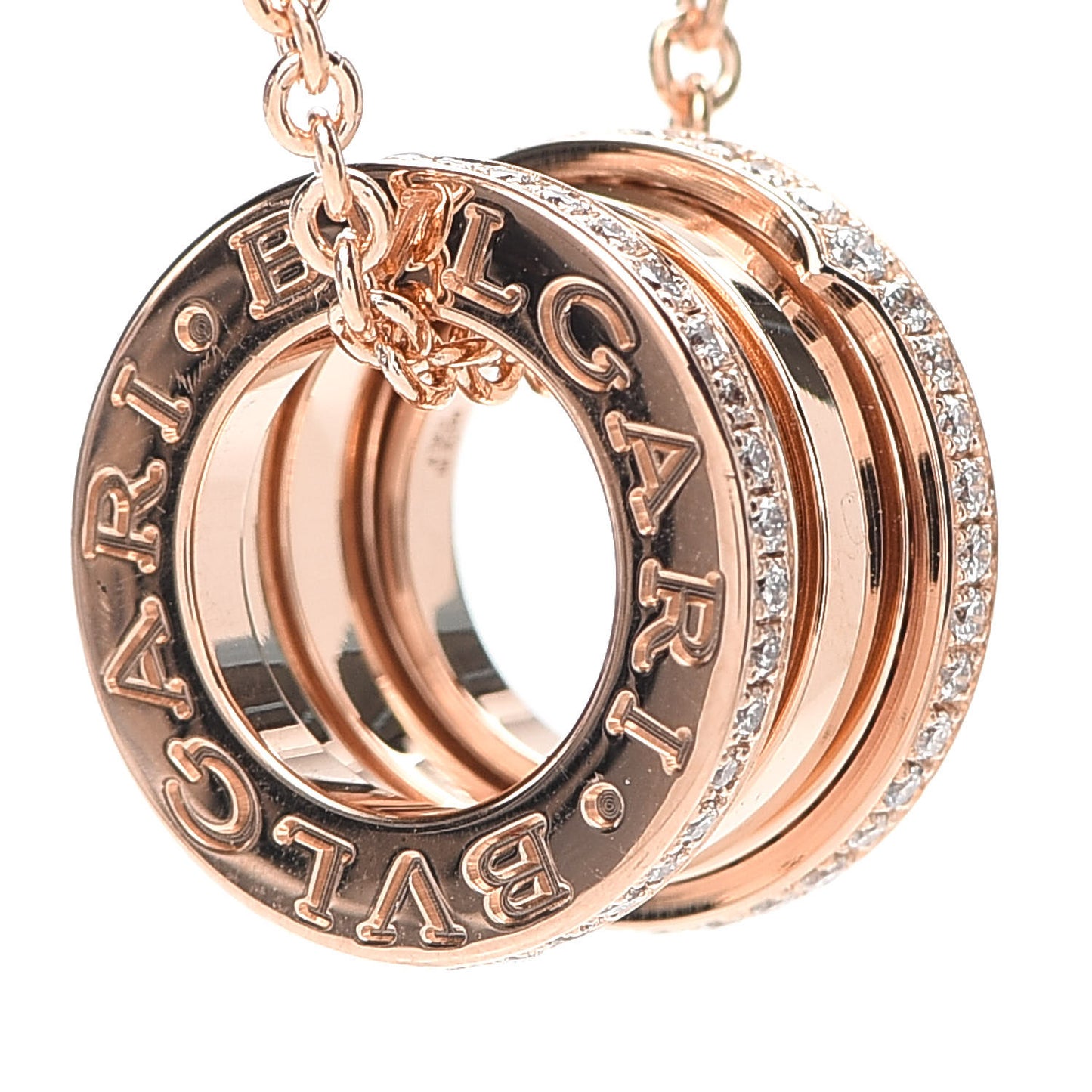 18K Rose Gold Diamond B.Zero1 Pendant Necklace