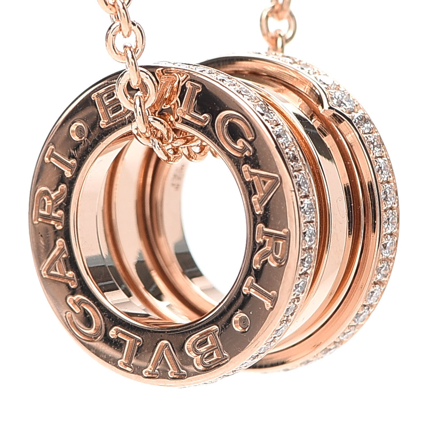 Bulgari 18K Rose Gold Diamond B.Zero1 Pendant Necklace 4 of 6