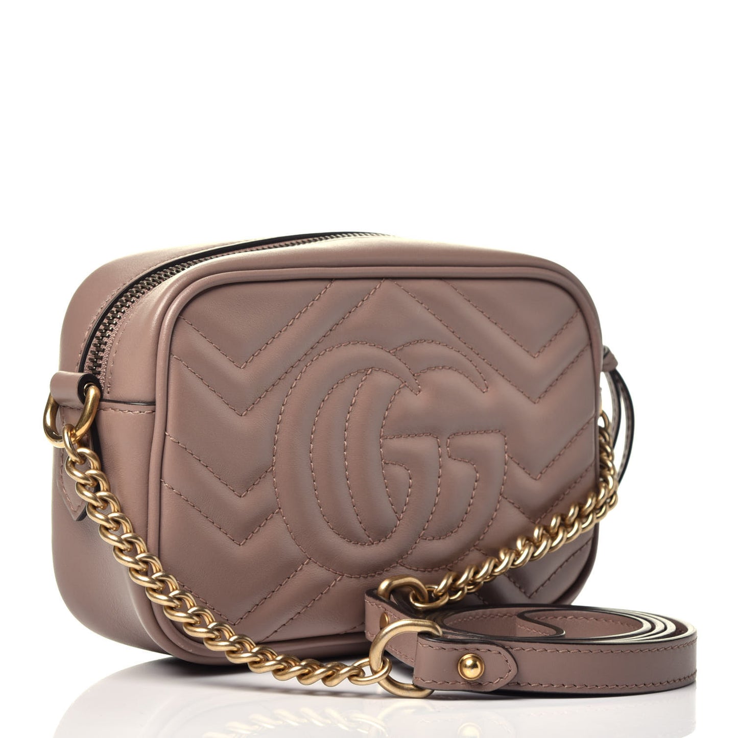 Calfskin Matelasse Mini GG Marmont Chain Shoulder Bag Porcelain Rose