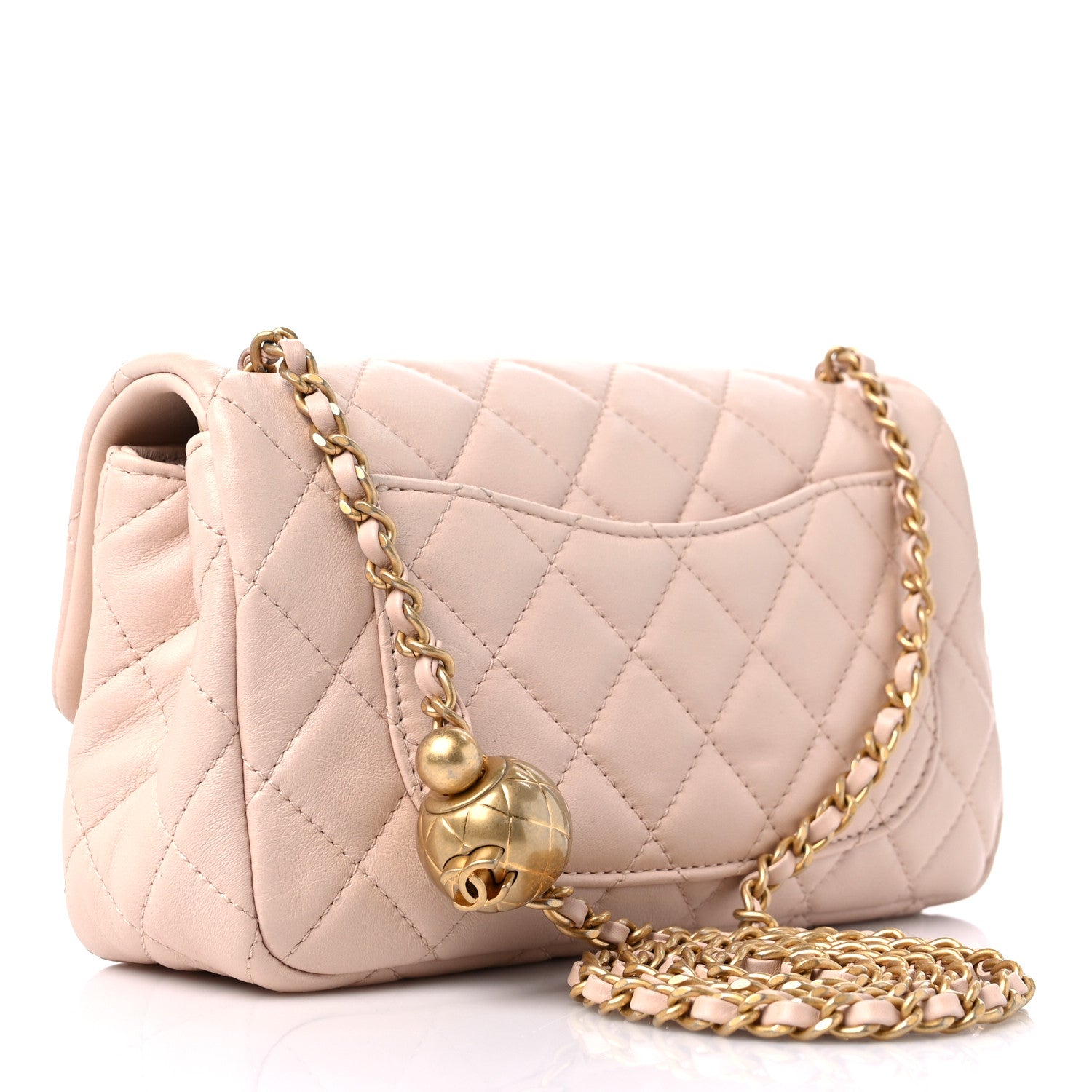 Chanel Lambskin Quilted Mini Rectangular Pearl Crush Flap Light Beige 3 of 12