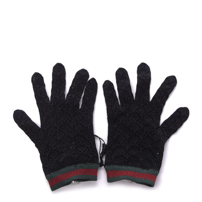Gucci Crochet Pearl Web Gloves S Black 1 of 5