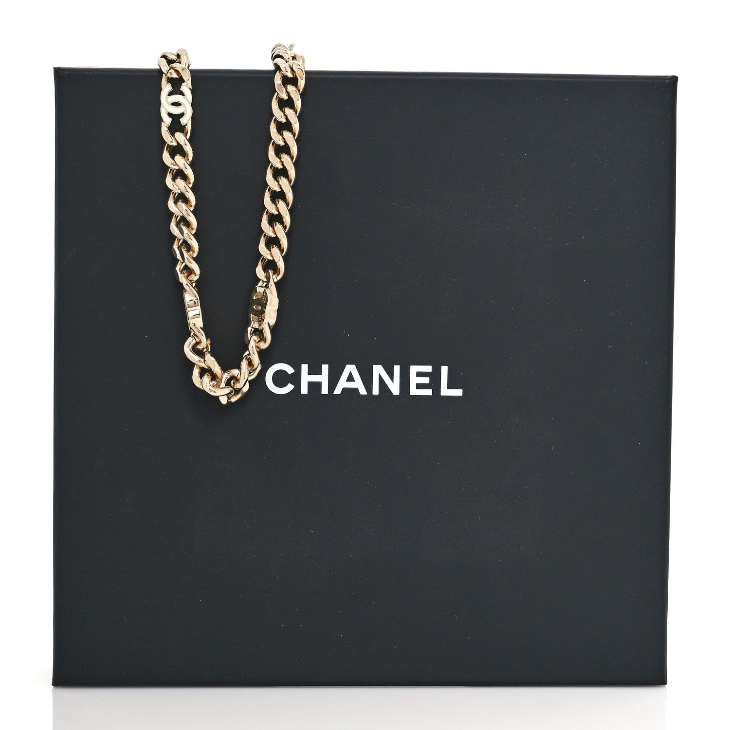 Chanel Metal Enamel Chain CC Choker Gold White 6 of 6