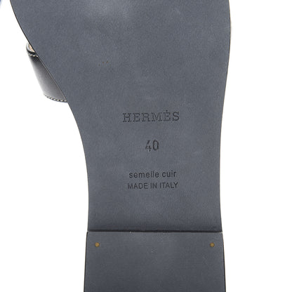 Hermes Box Calfskin Oran Sandals 40 Black 6 of 9