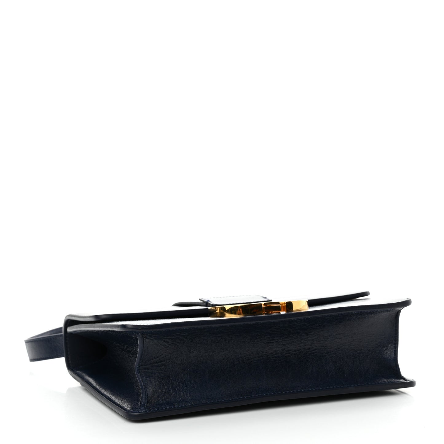 Shiny Crinkled Lambskin 30 Montaigne Flap Bag Indigo