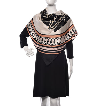 Chanel Silk Quilted Flap Bag CC Scarf Black Ivory Multicolor 2 of 4